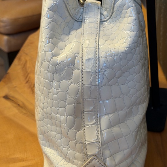 Cole Haan White Croc Embossed Patent Leather Hobo Bag - Picture 6 of 16